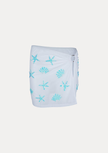 Elle mini sarong skirt white