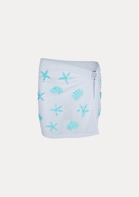 Elle mini sarong skirt white