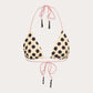 Yasmin polka dot bikini top in butter yellow and pink ties