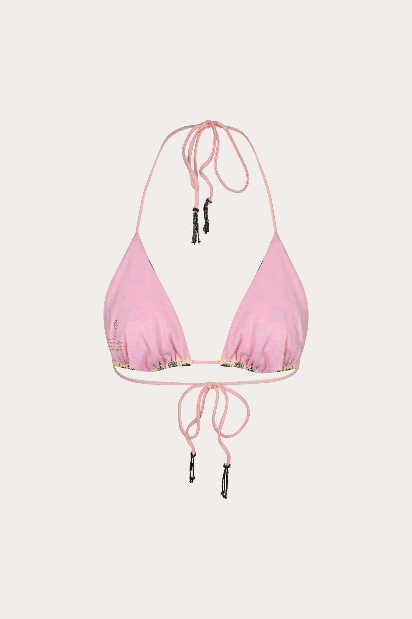Yasmin polka dot bikini top in butter yellow and pink ties