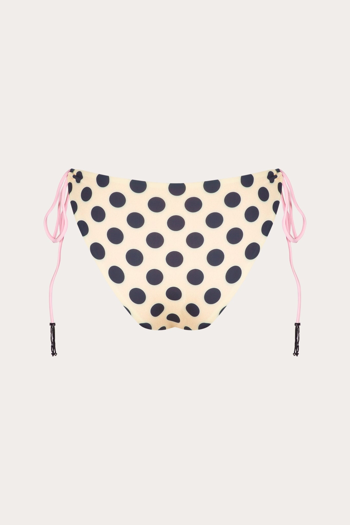 Yasmin polka dot bikini bottom in butter yellow and pink ties