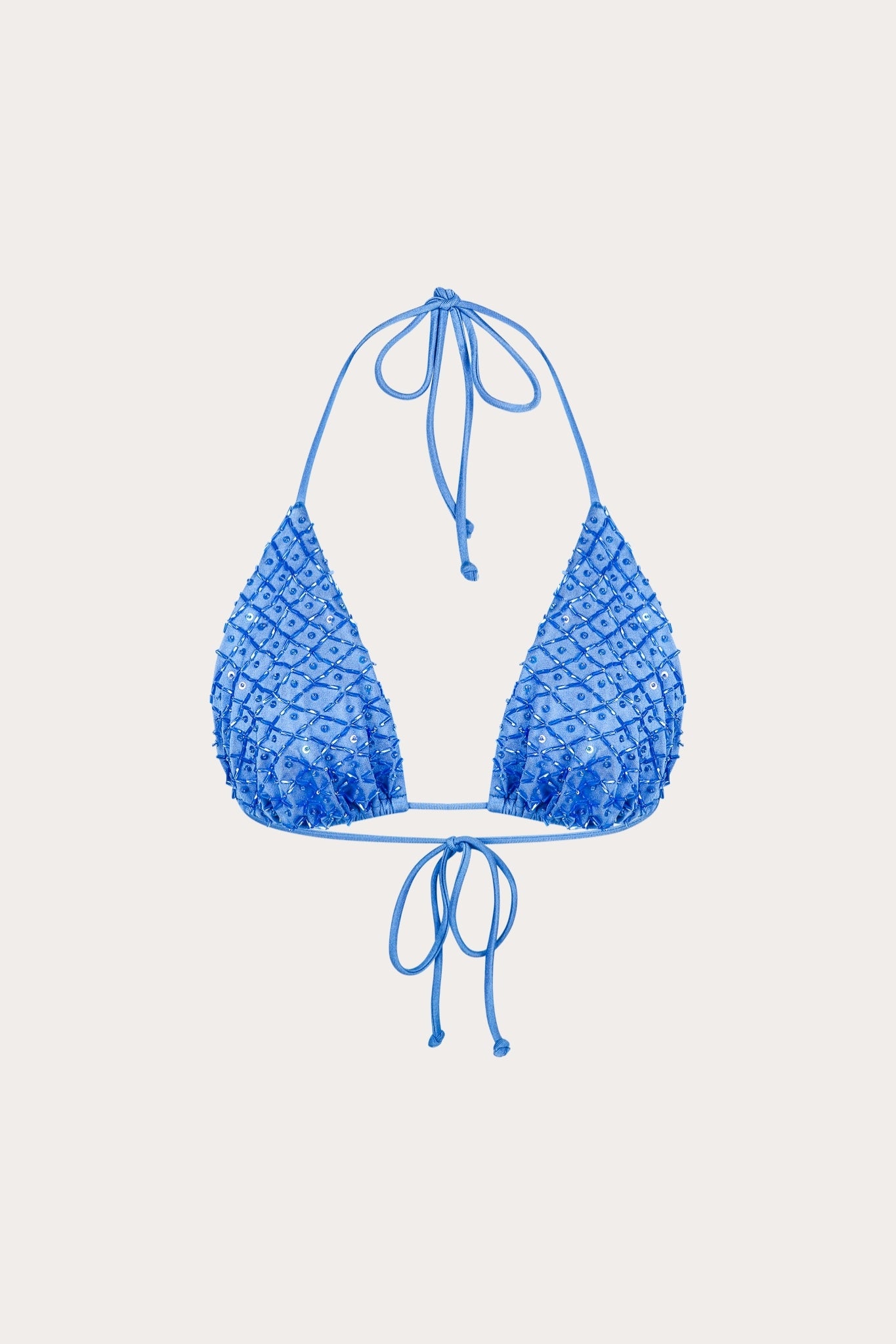 Mykonos triangle bikini top in blue