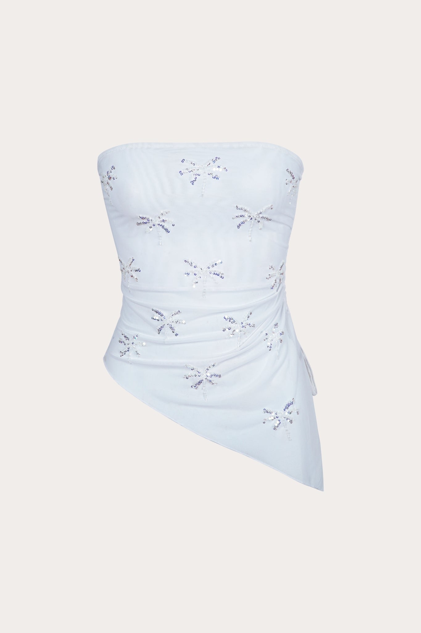 Mila asymmetrical mesh top in white