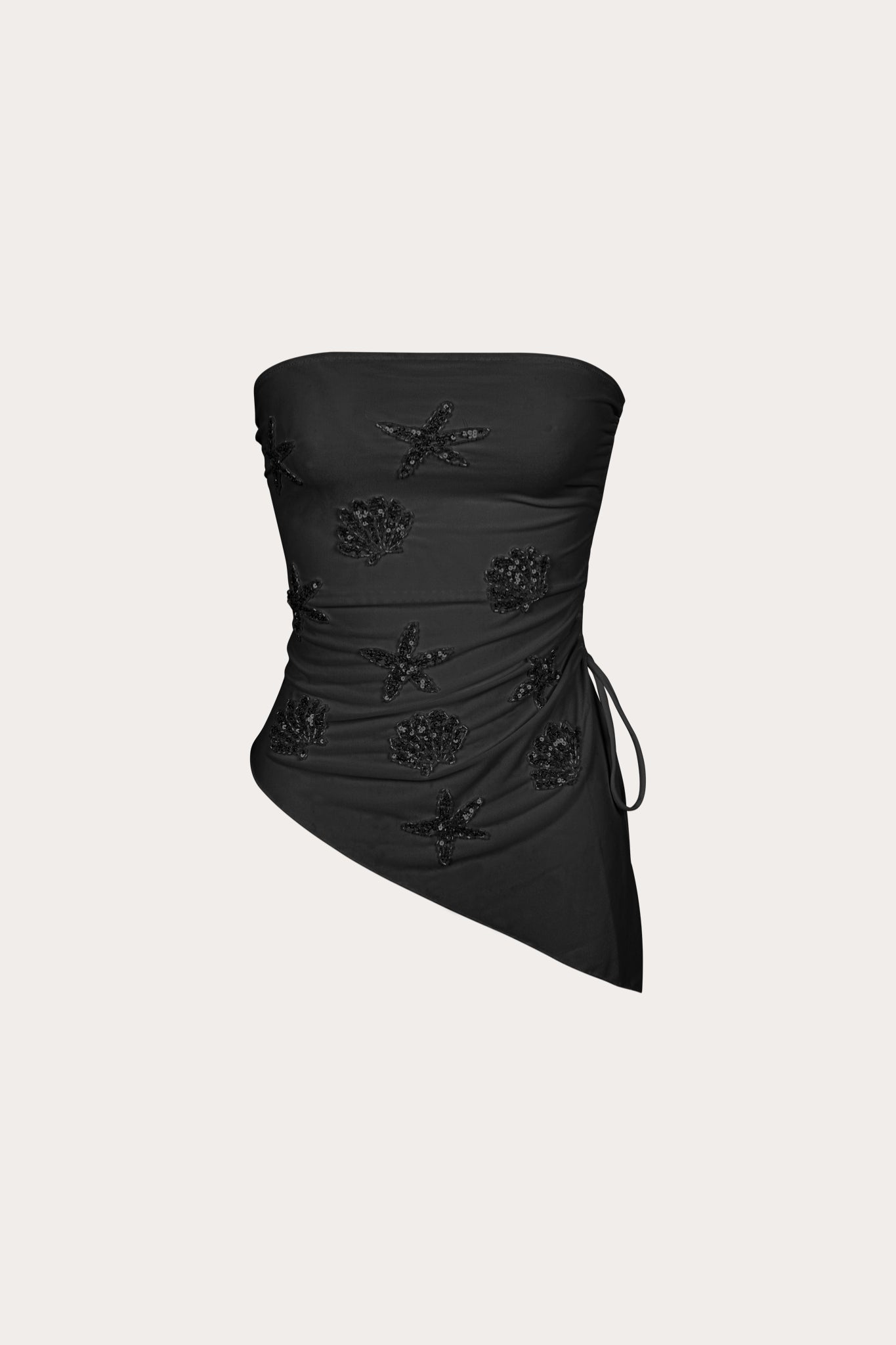 Sabrina asymmetrical mesh top in white