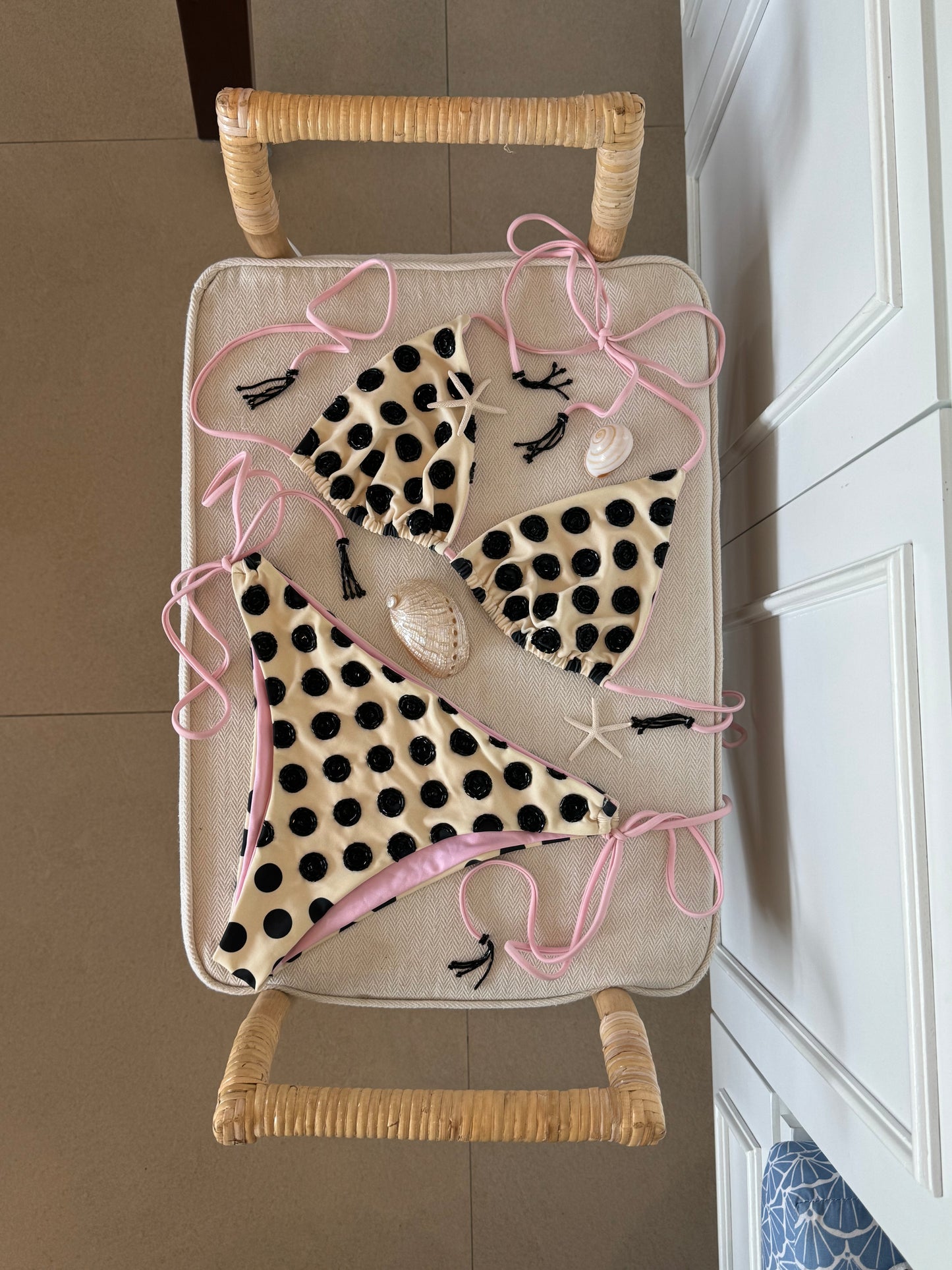 Yasmin butter yellow polka dot set