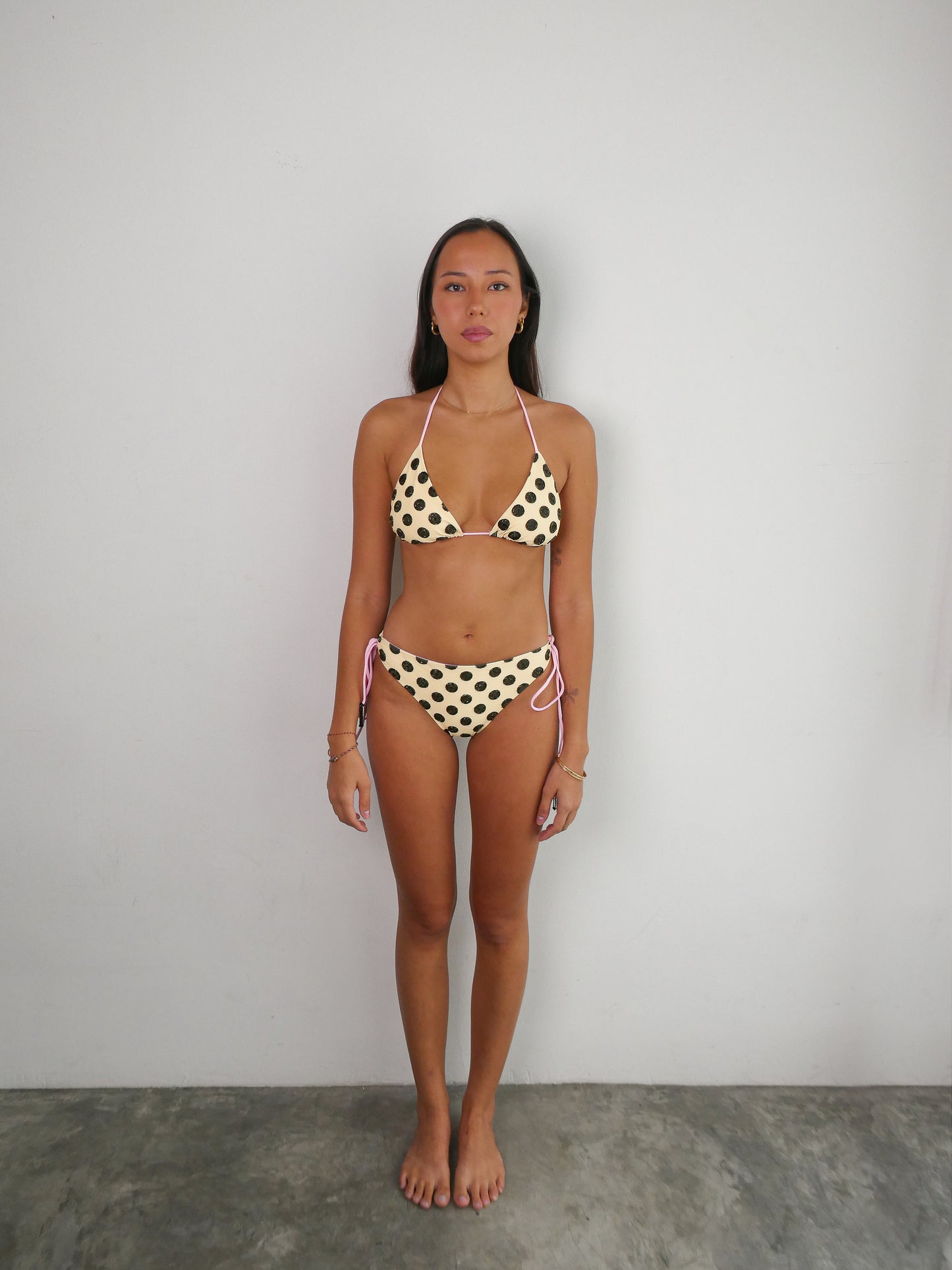 Yasmin butter yellow polka dot set
