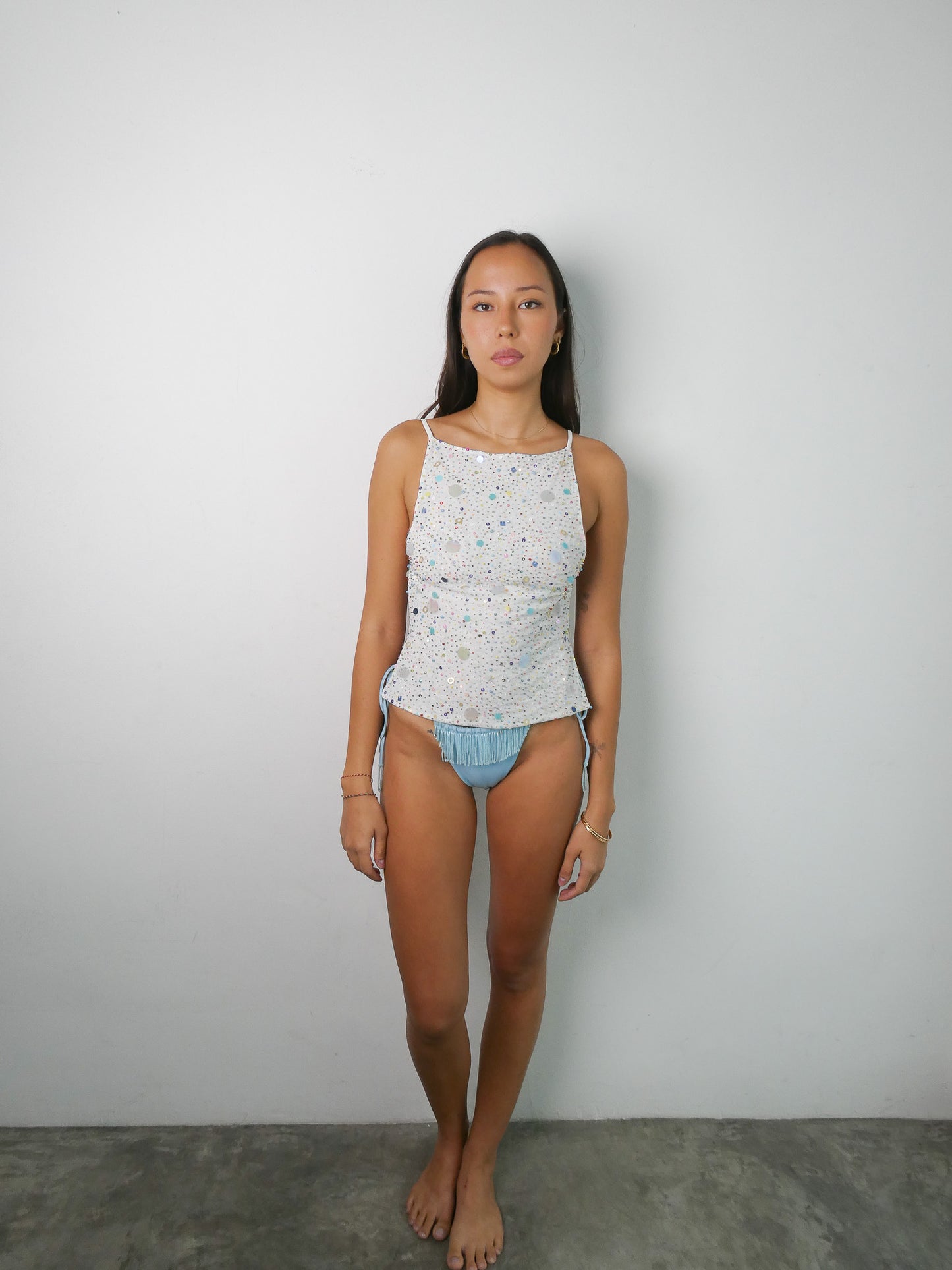 Siena embroidered backless top