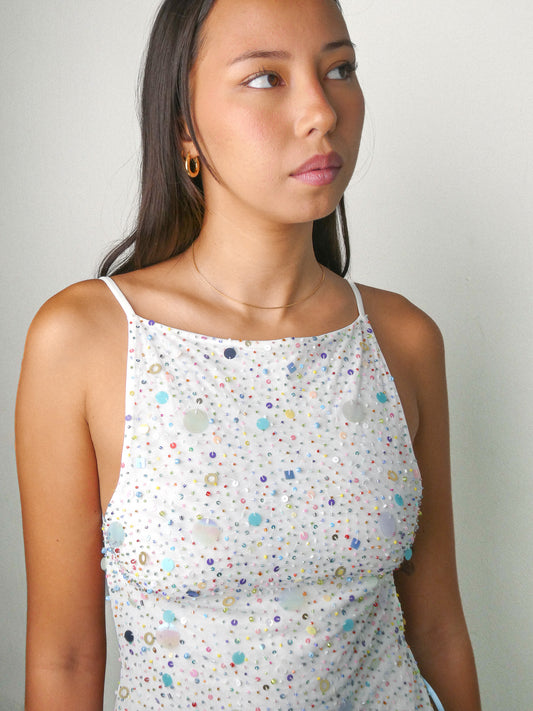Siena embroidered backless top
